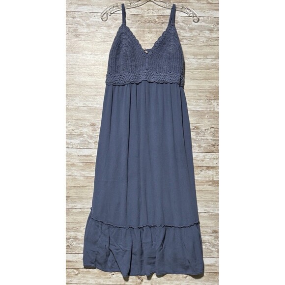Blush Dresses & Skirts - Blush Crochet Top Blue Maxi Dress Womens 1X Sleeveless Casual Summer Dress